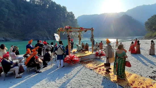 3. Rishikesh - Rishikesh will be the ideal place for a beautiful and offbeat summer wedding, with vows and promises exchanged right alongside the holy Ganga. Rishikesh, located in the Himalayan foothills, is a quiet and beautiful destination that might be one of the most divine wedding venues. Since the wedding is being placed in one of India's holiest cities, the guests will be pleased to be there. The gorgeous background, gentle breeze and vibrant, colourful wedding decor will be the cherry on top. Of course, the newlyweds will be blessed with the opportunity to begin their new life together by participating in the holy Aarti in the presence of their loved ones.&nbsp;(Twitter/SummitHRPL)