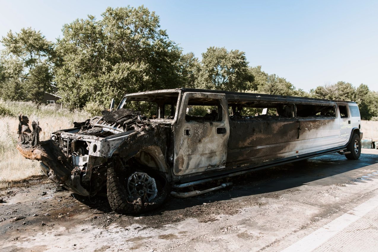 Stretch Hummer After the Fire is Extinguished