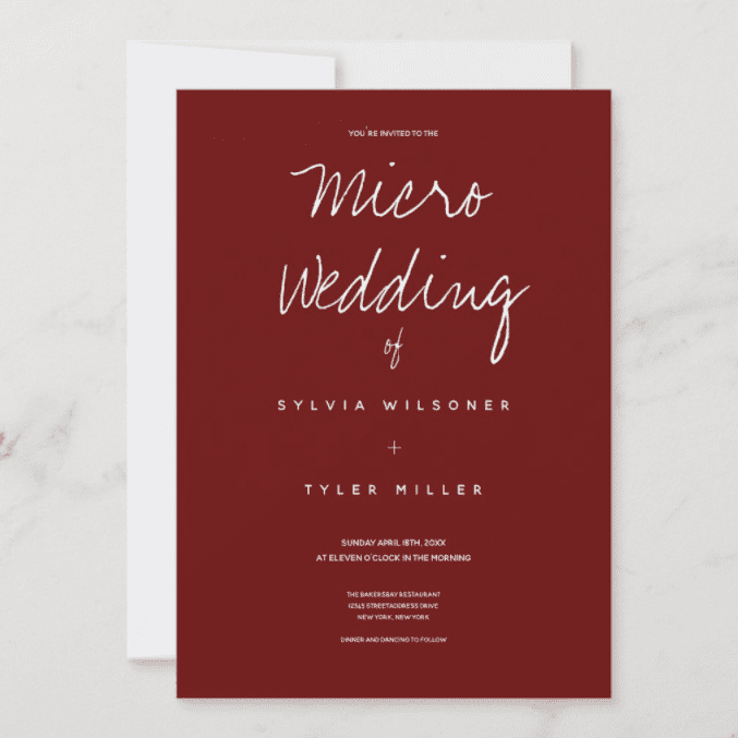 Holidayday Design for Zazzle Micro Wedding Burgundy Typography Minimal