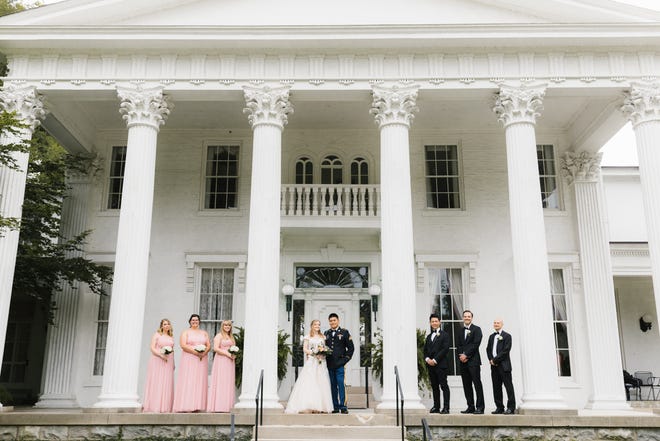 The marriage ceremony of Lindsey Kleyer Choi and Junseong Choi. A micro wedding with 18 guests held at Whitehall, an historic home in Louisville. June 27, 2020  (Photo: Courtesy Tara Lawson, Tara D Photos)